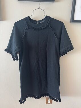 Marc Jacobs Black Pom-Pom Trim Mini Dress